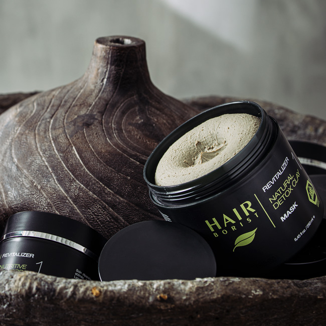 Mask is made with green clay and cleanses the scalp